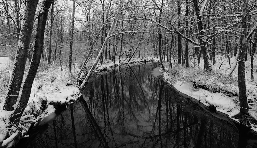 Ultra Rez Winter Stream 2 Black and White Photograph by Clint Buhler