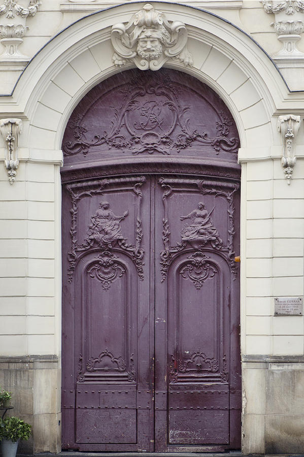Paris Photograph - Purple Paris Door by Irene Suchocki
