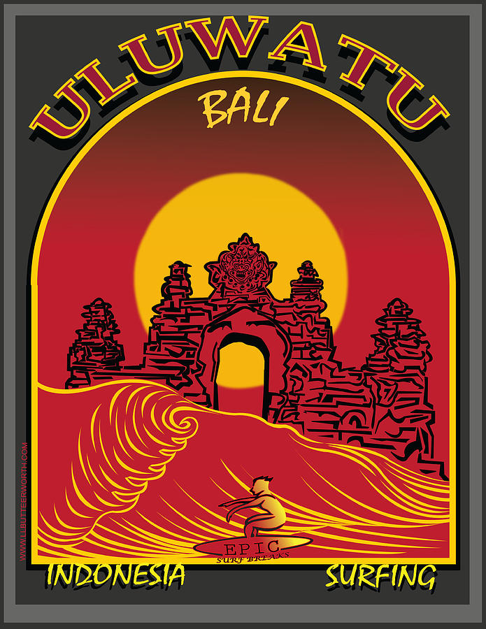 Surfing Ulumatu Bali Indonesia  Digital Art by Larry Butterworth