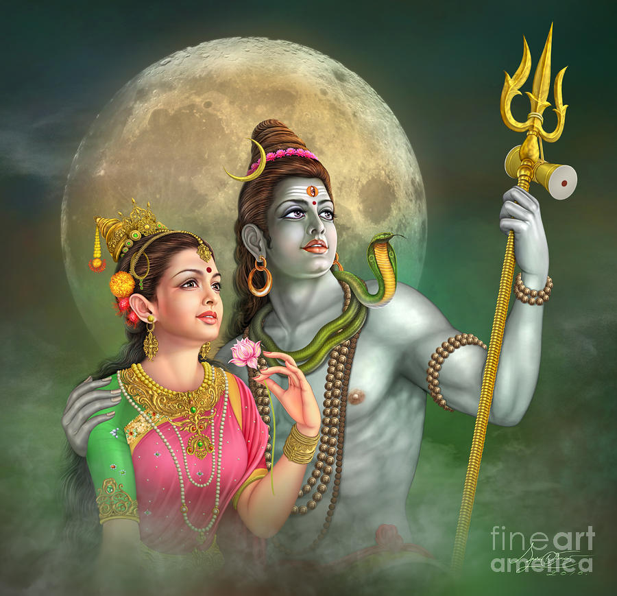 Uma And Shiva God 2010 Digital Art By Krishna Suriyagarn 
