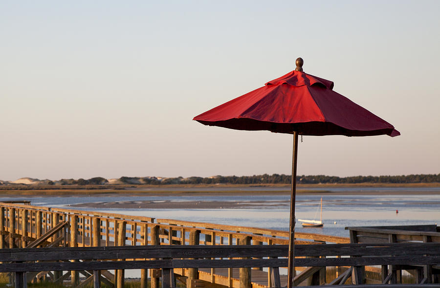 Red Umbrella at Barnstable Harbor Photograph by Charles Harden