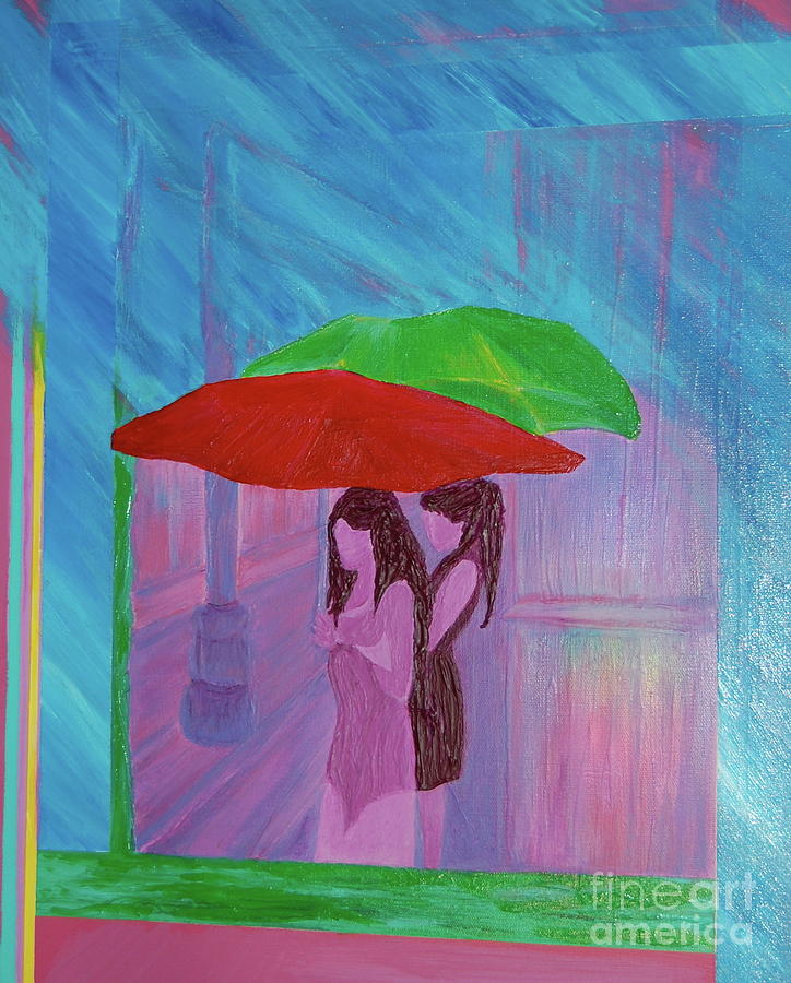 Umbrella Girls Painting by First Star Art
