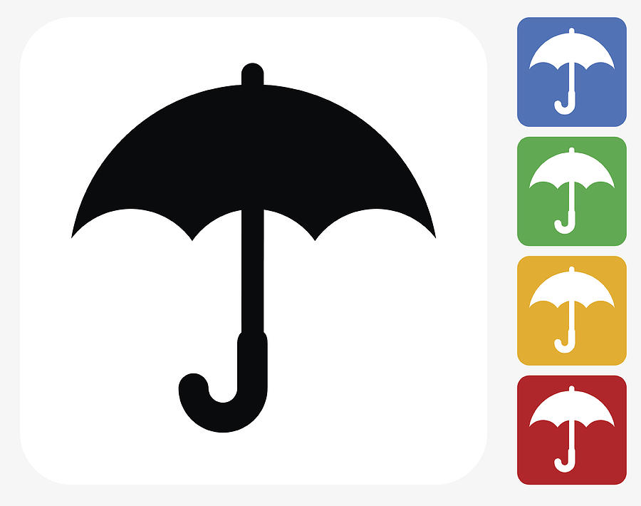 Umbrella Icon Flat Graphic Design Drawing by Bubaone