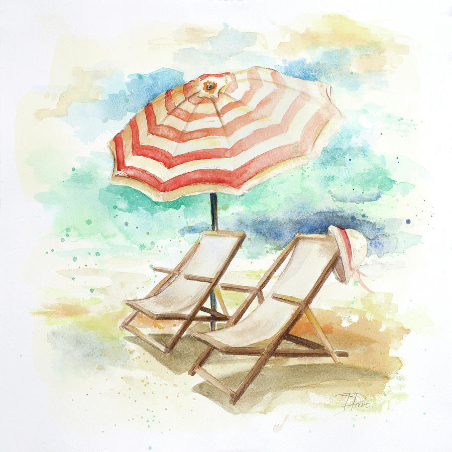 Umbrella Digital Art - Umbrella On The Beach I by Patricia Pinto