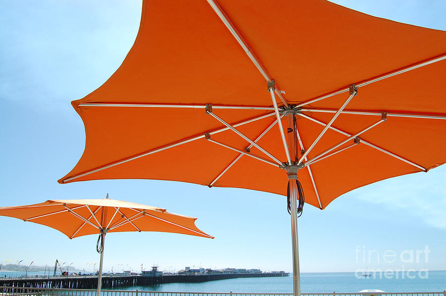 Umbrellas And Wharf Photograph by Debra Thompson