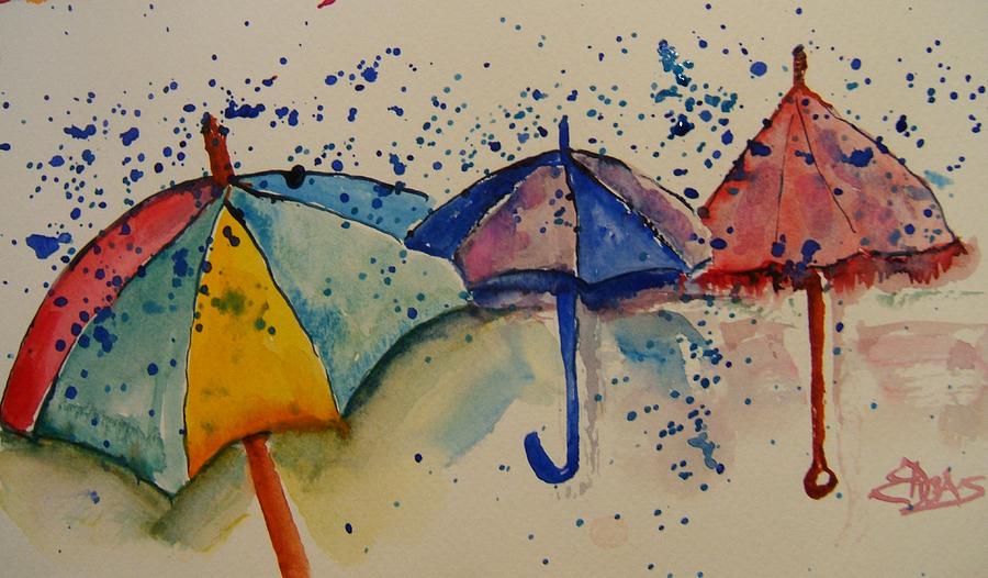 Umbrellas Painting by Elaine Duras