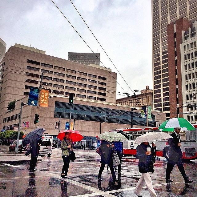 Umbrellas In Downtown Photograph by Karen Winokan