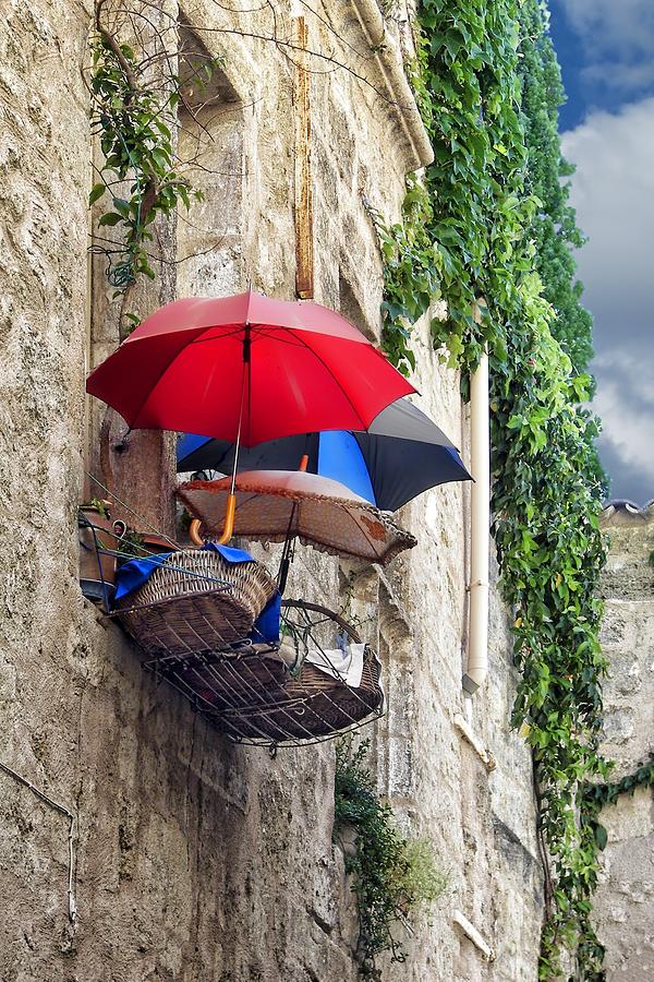 Umbrella Photograph - Umbrellas on the Balcony by Nikolyn McDonald