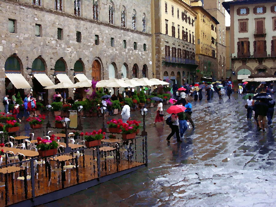 Florence Italy Photograph - Umbrellas - Piazza de la Signoria - Florence by Jacqueline M Lewis