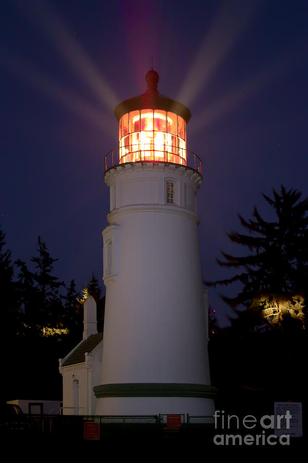 Umpqua River Lighthouse At Night Photograph