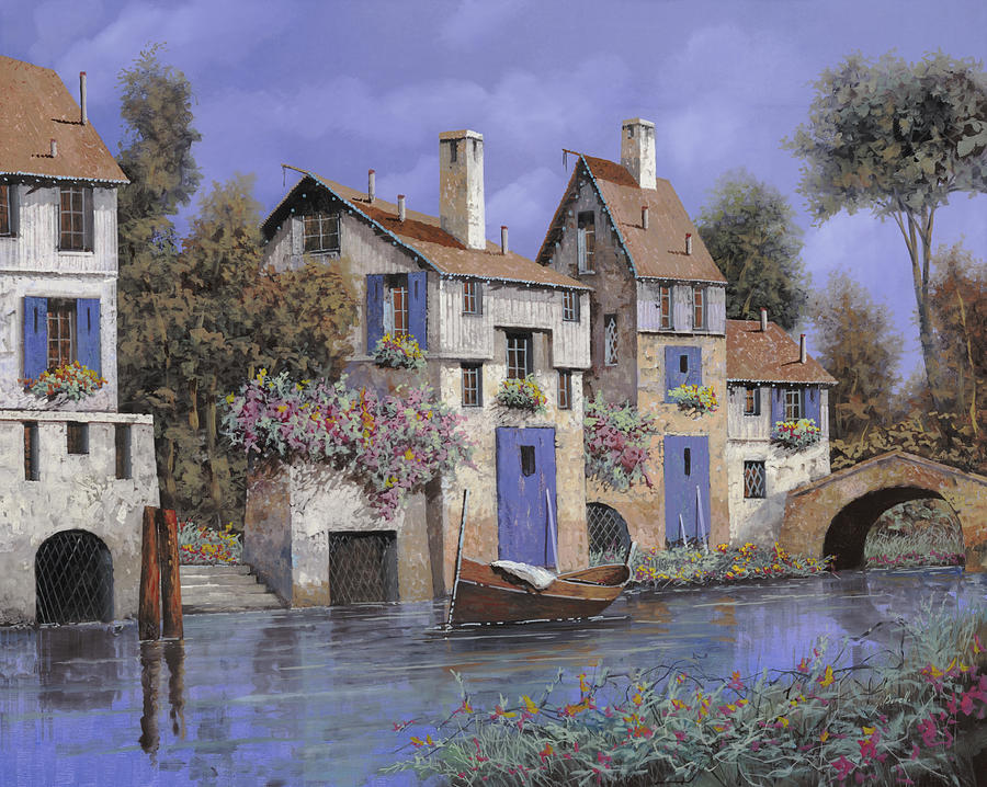 Flower Painting - Un Borgo Tutto Blu by Guido Borelli