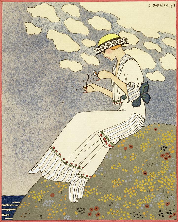 Daisy Painting - Un Peu... by Georges Barbier