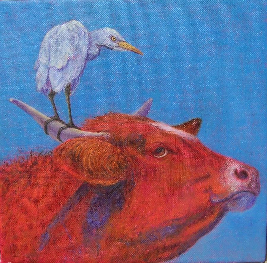 Cow Painting - Unauthorized Landing by Georgina  Love