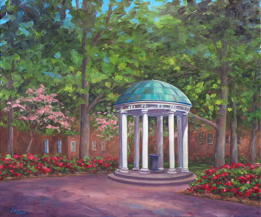 University Of North Carolina Painting - UNC Old Well in Spring Bloom by Jeff Pittman
