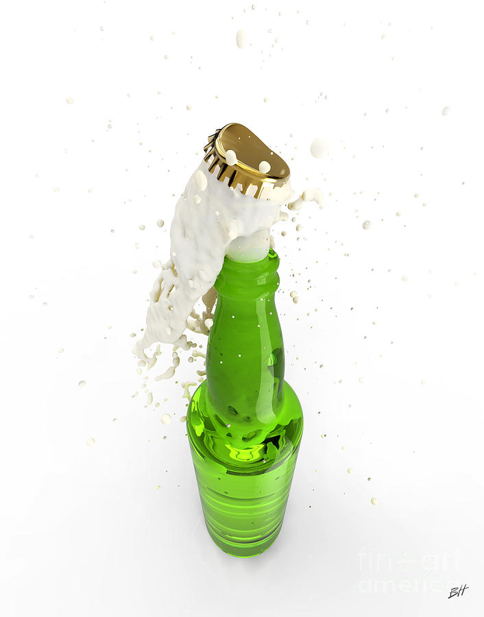 Uncorked Bottle Of Beer Digital Art
