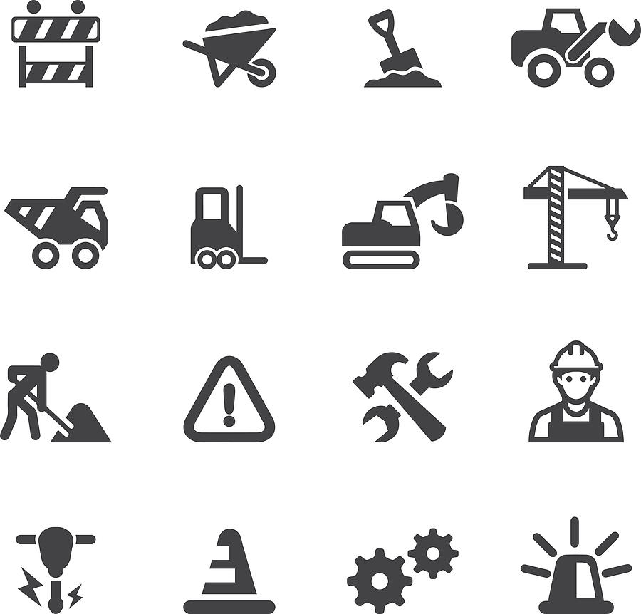 Under Construction Silhouette icons Drawing by LueratSatichob