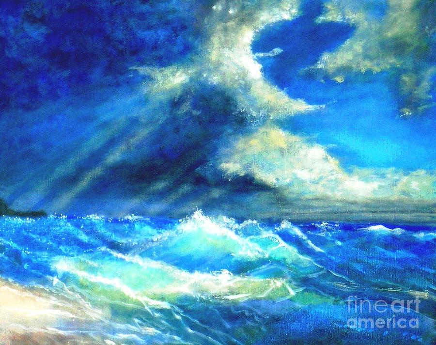 Seascape Painting - Under currents by Marie-Line Vasseur
