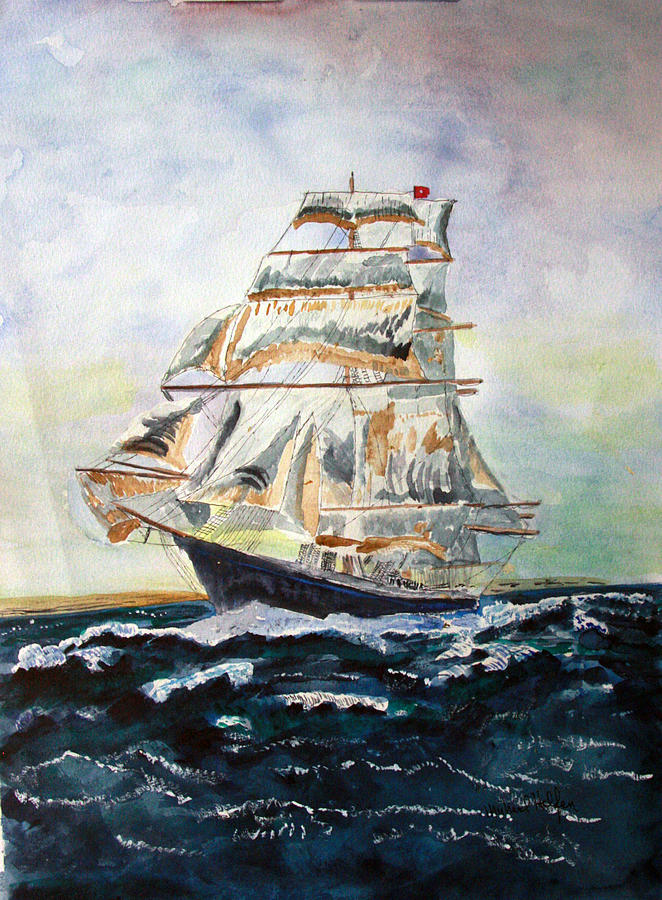 Sailing Painting - Under Full Sail by Michael Helfen
