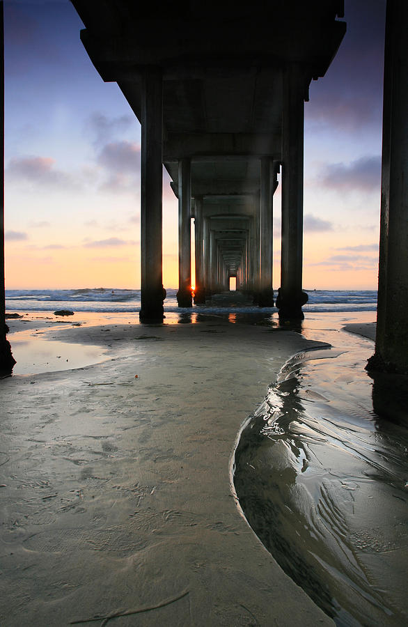 Sunset Photograph - Under Scripps Pier by Scott Cunningham