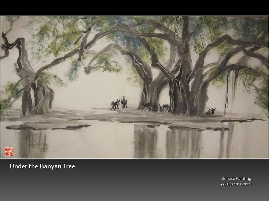 Under the Banyan Tree Painting by Ping Yan