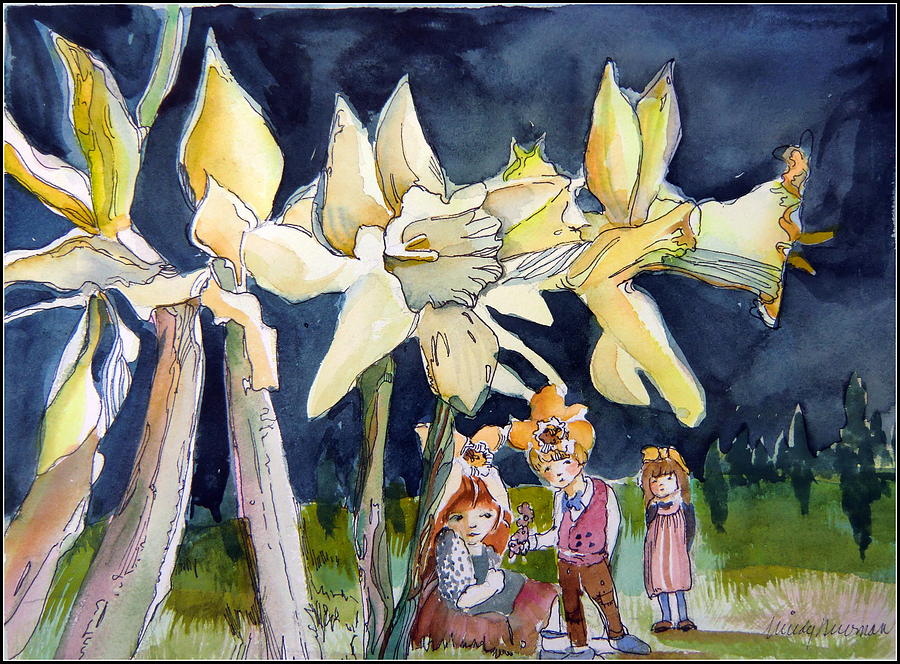 Under the Daffodils Painting by Mindy Newman