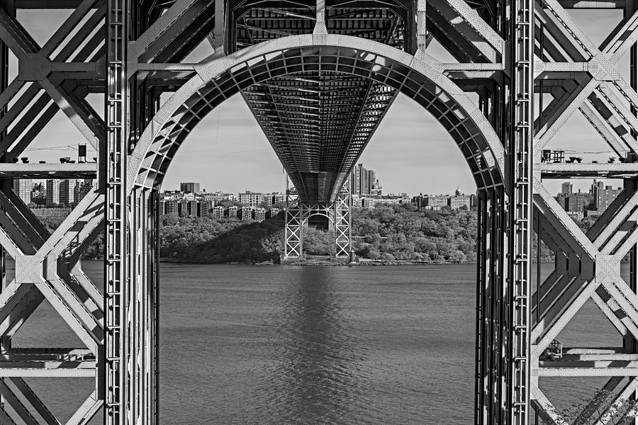 Fall Photograph - Under The George Washington Bridge BW by Susan Candelario
