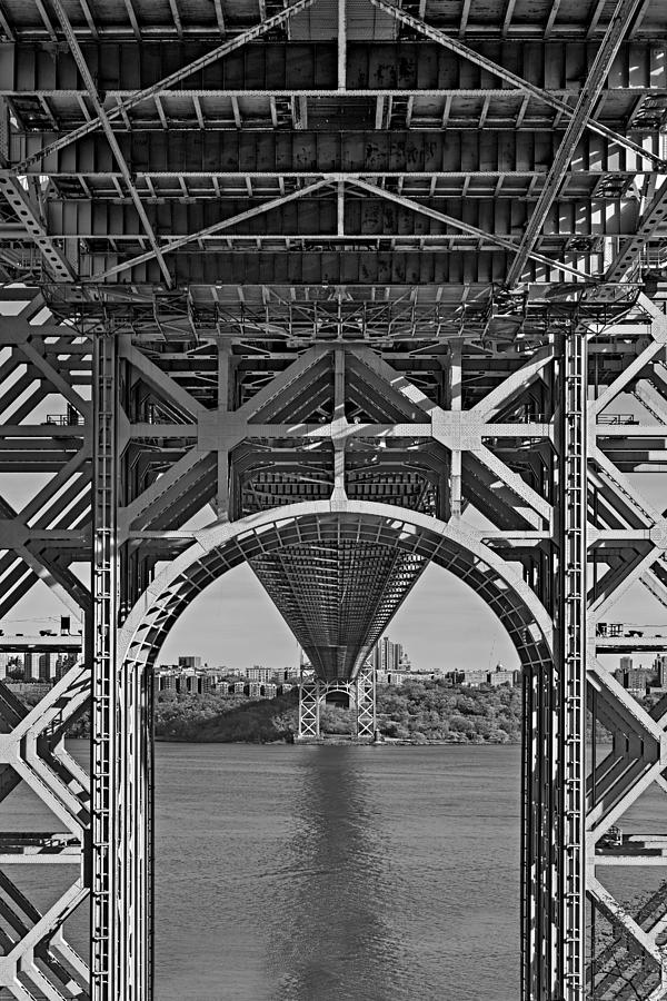 Fall Photograph - Under The George Washington Bridge I BW by Susan Candelario