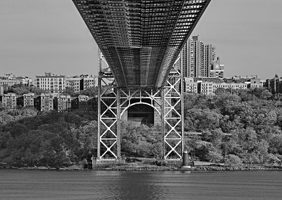 Fall Photograph - Under The George Washington Bridge III BW by Susan Candelario
