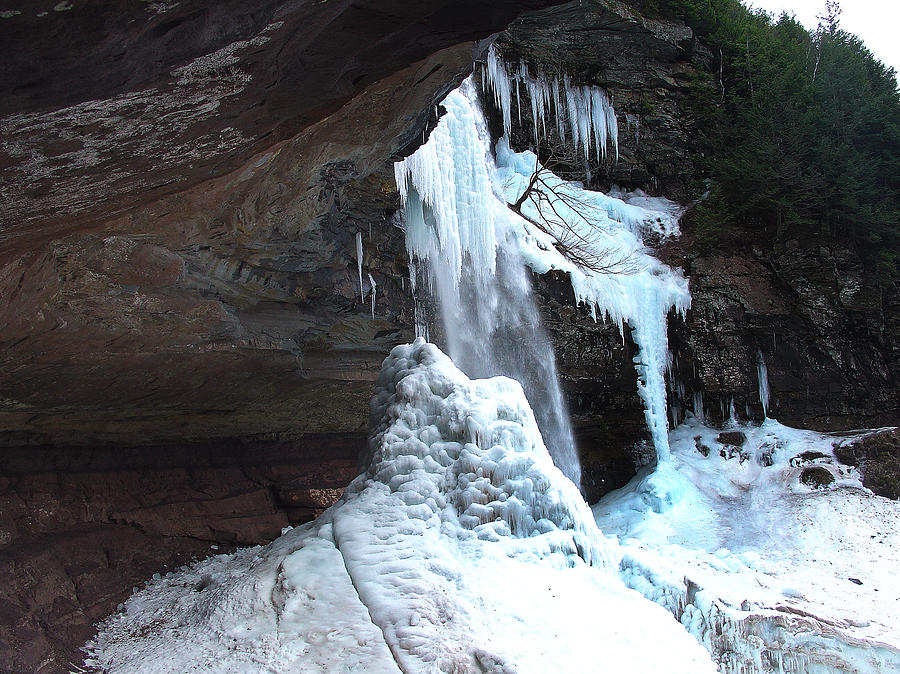Under the Kaaterskill Falls in March 2009 Photograph by Terrance DePietro