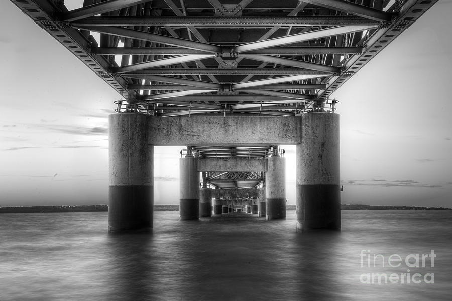 Sunset Photograph - Under the Mackinac Bridge by Twenty Two North Photography