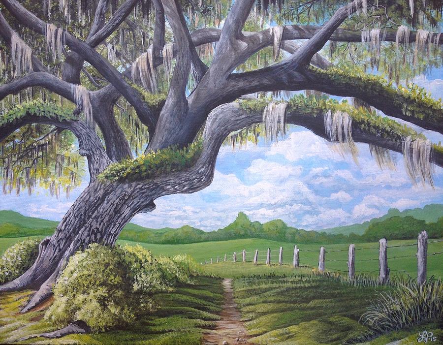 Nature Painting - Under the Oak by Laura Parrish