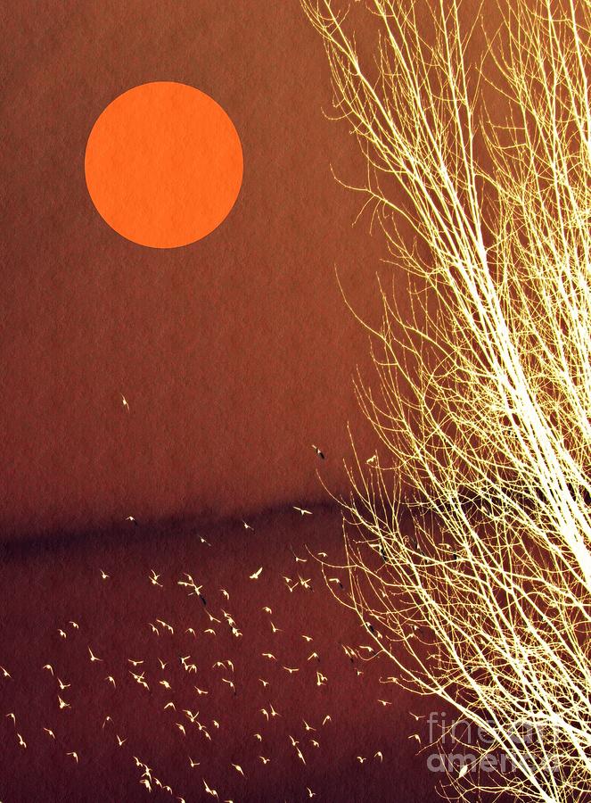 Tree Digital Art - Under the Orange Sun by Sarah Loft