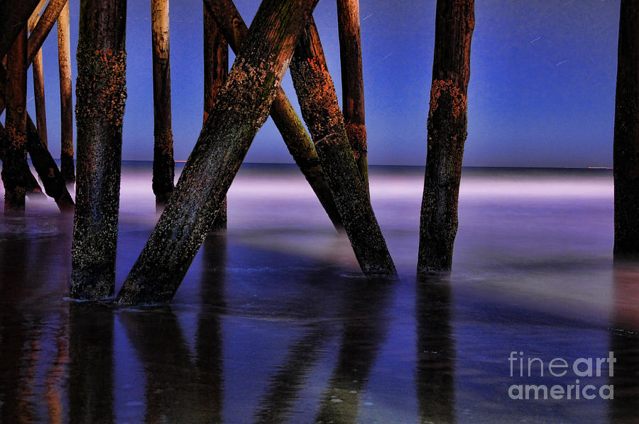 Pier Photograph - Under the Pier at Night by Paul Ward