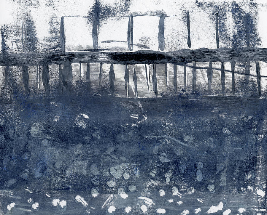 Under the Pier Monoprint Painting by Carol Leigh