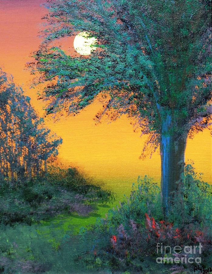 Summer Painting - Under The Solstice Moon by Alys Caviness-Gober