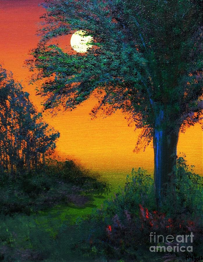 Tree Painting - Under The Solstice Moon II by Alys Caviness-Gober