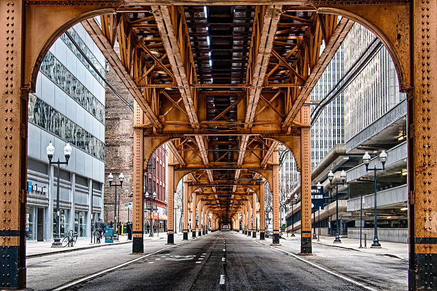 Chicago Photograph - Under The Train Tracks by Mike Burgquist