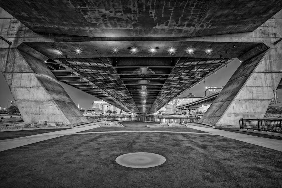 Underneath The Zakim Bridge BW Photograph by Susan Candelario