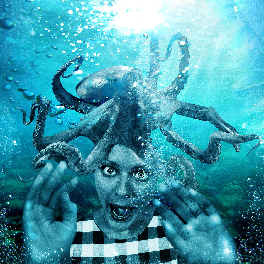 Octopus Digital Art - Underwater Nightmare by Marian Voicu