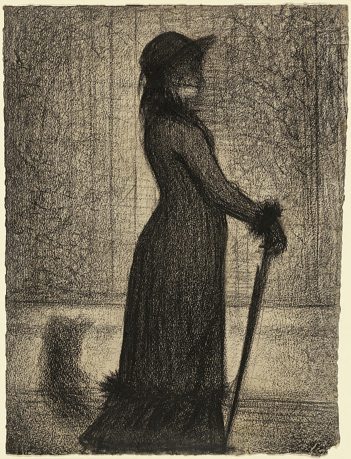 Une élégante Woman Strolling Georges Seurat Drawing by Litz Collection ...