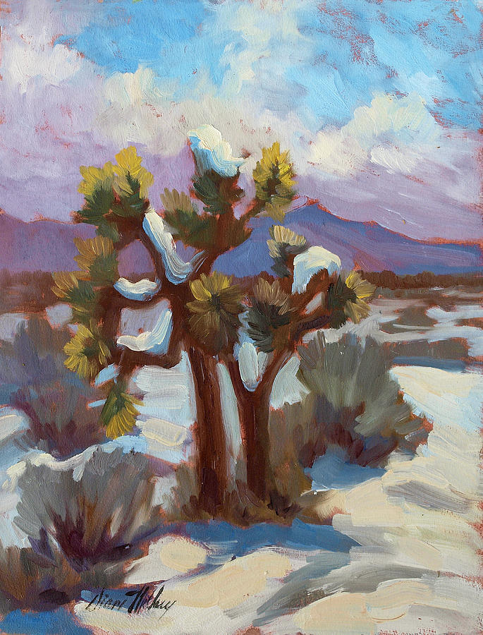 Unexpected Snowfall at Joshua Tree Painting by Diane McClary
