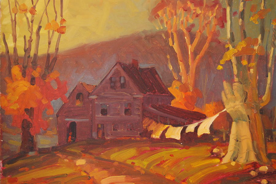 Berkshire Hills Autumn Painting - Unhaunted by Len Stomski