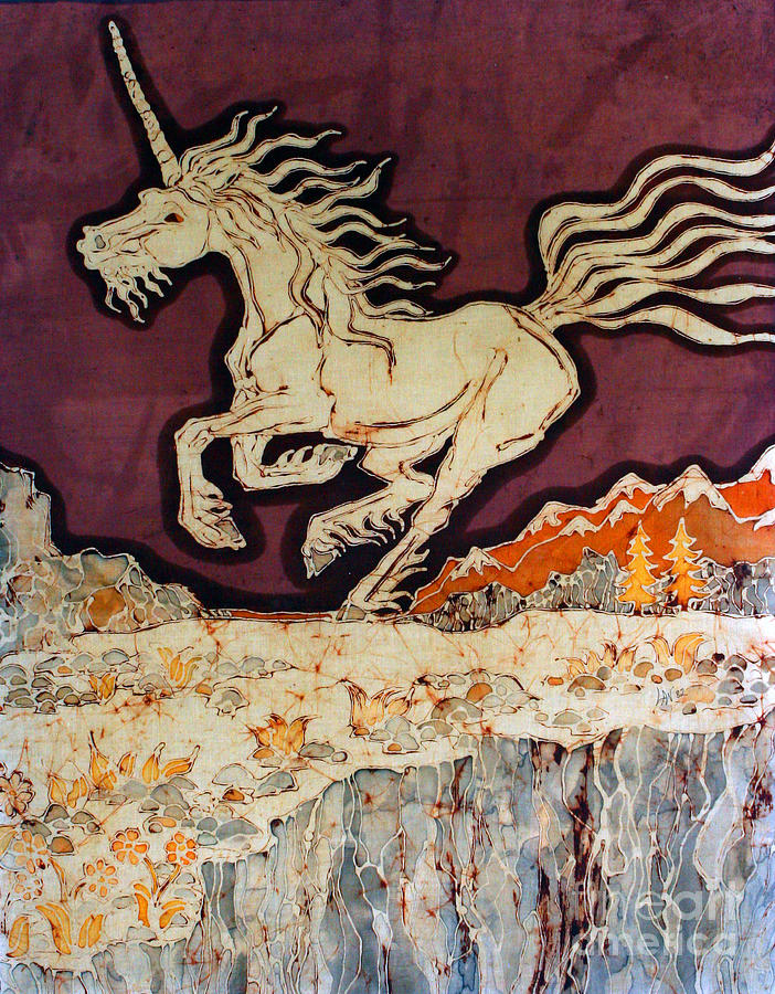 Unicorn Above Chasm Tapestry - Textile by Carol Law Conklin