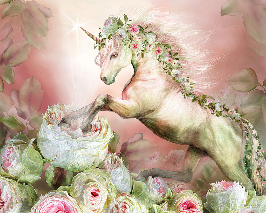 Unicorn And A Rose Mixed Media by Carol Cavalaris