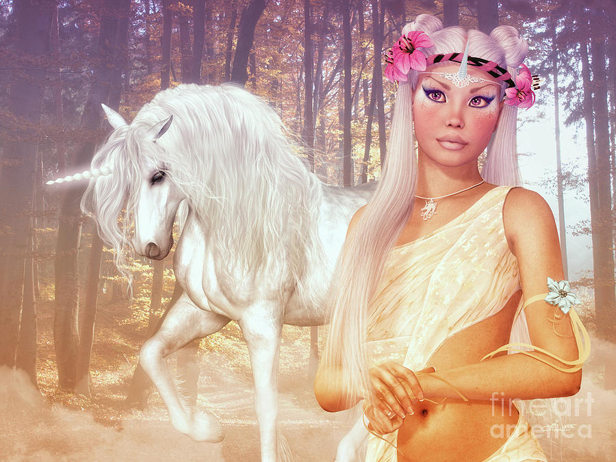 Unicorn Fairy Digital Art by Jutta Maria Pusl