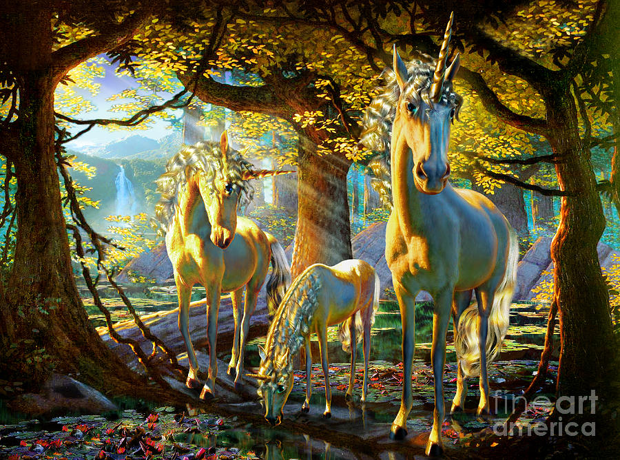 Unicorn Forest Digital Art by MGL Meiklejohn Graphics Licensing Fine