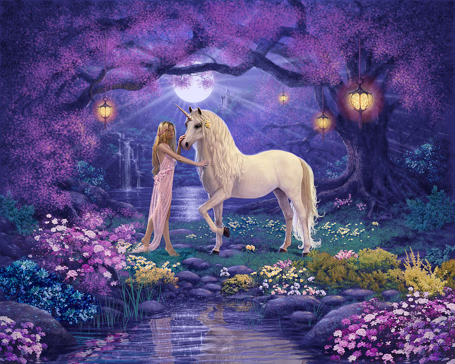 Fantasy Photograph - Unicorn Garden by MGL Meiklejohn Graphics Licensing