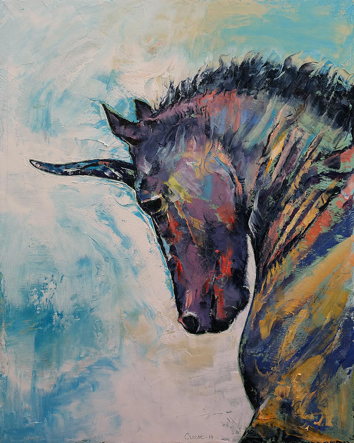 Dark Unicorn Painting by Michael Creese