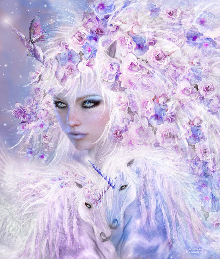 Unicorn Rose Goddess Mixed Media by Carol Cavalaris