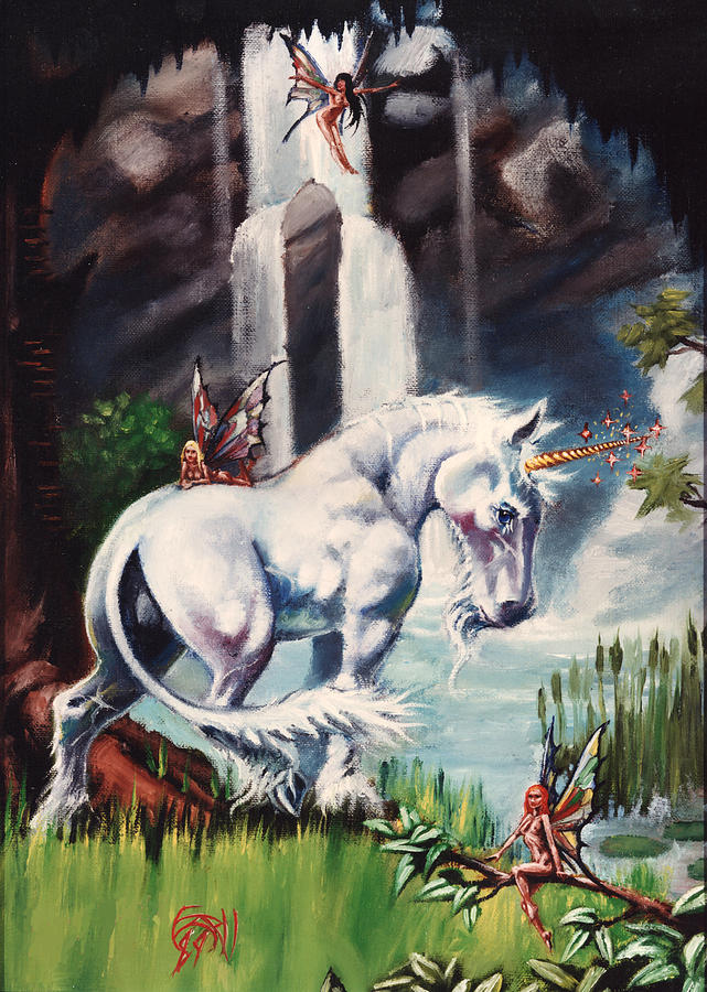 Fantasy Painting - Unicorn Spring by T Ezell